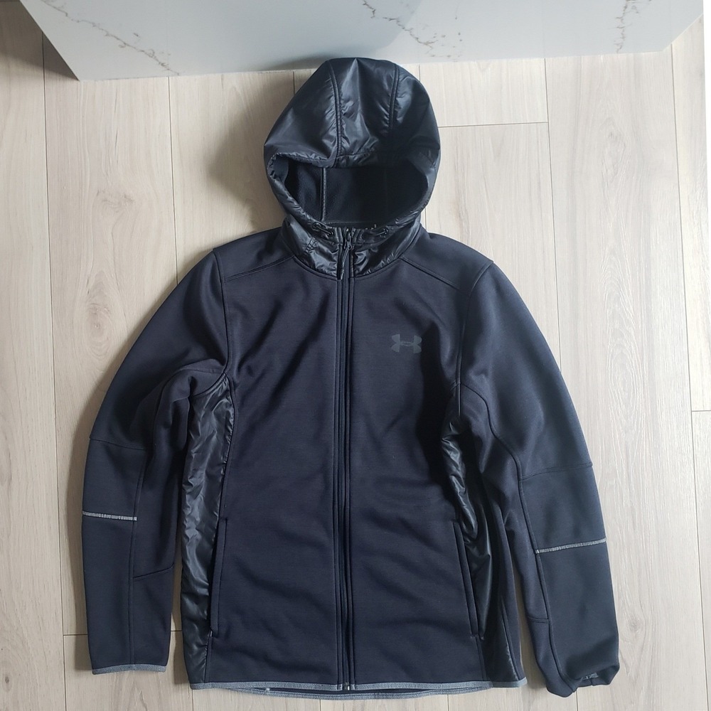Under Armour Hoodie Mens M Black Full Zip Fleece Athletic Sweater Jacket